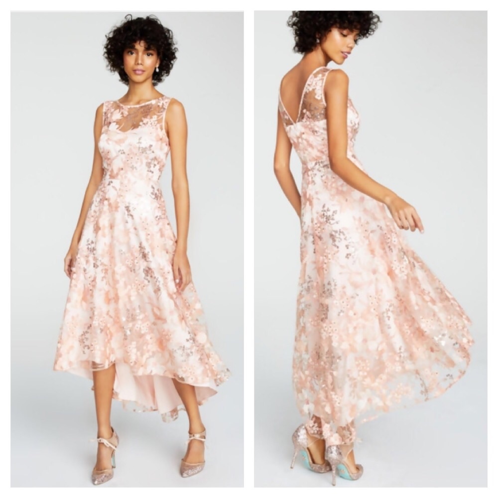 Eliza J Pink Floral Midi Dress